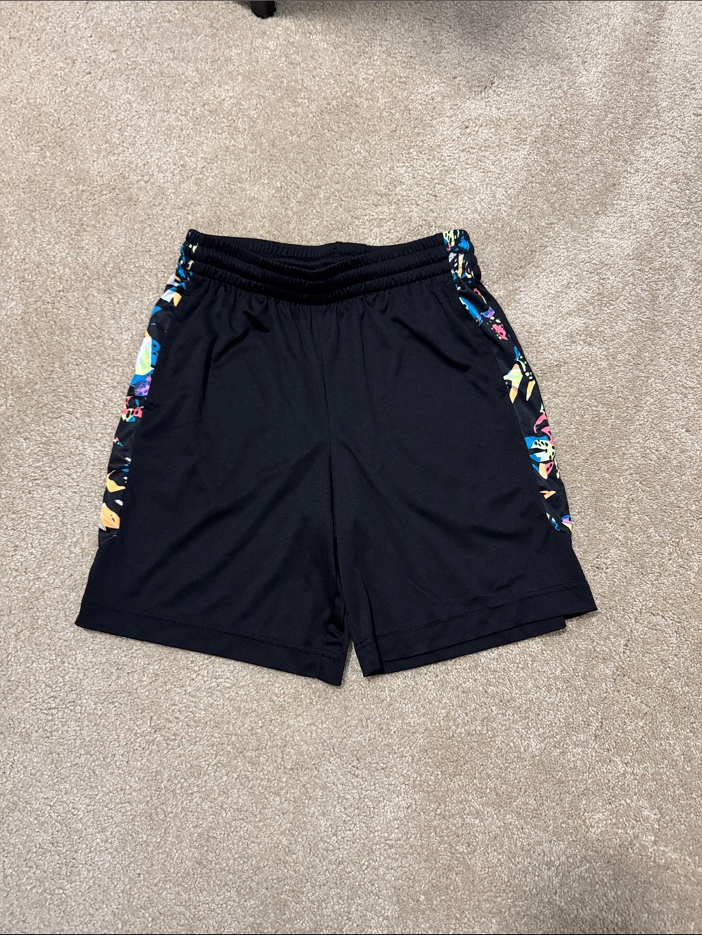 Black Athletic Boy’s Shorts with Multicolor Side Panels